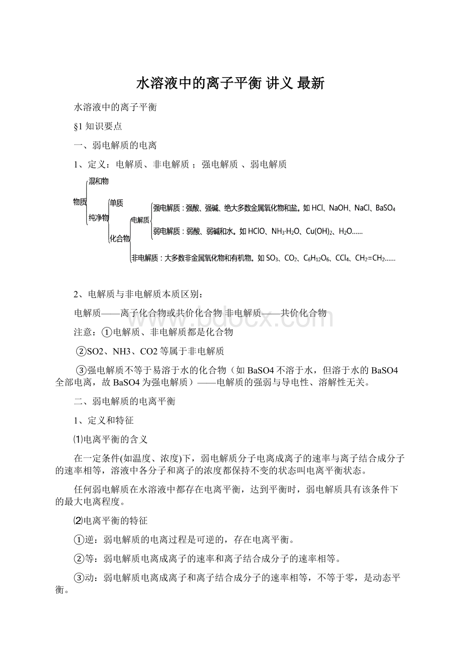 水溶液中的离子平衡 讲义 最新文档格式.docx_第1页