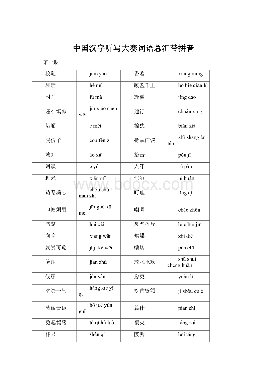 中国汉字听写大赛词语总汇带拼音Word格式文档下载.docx