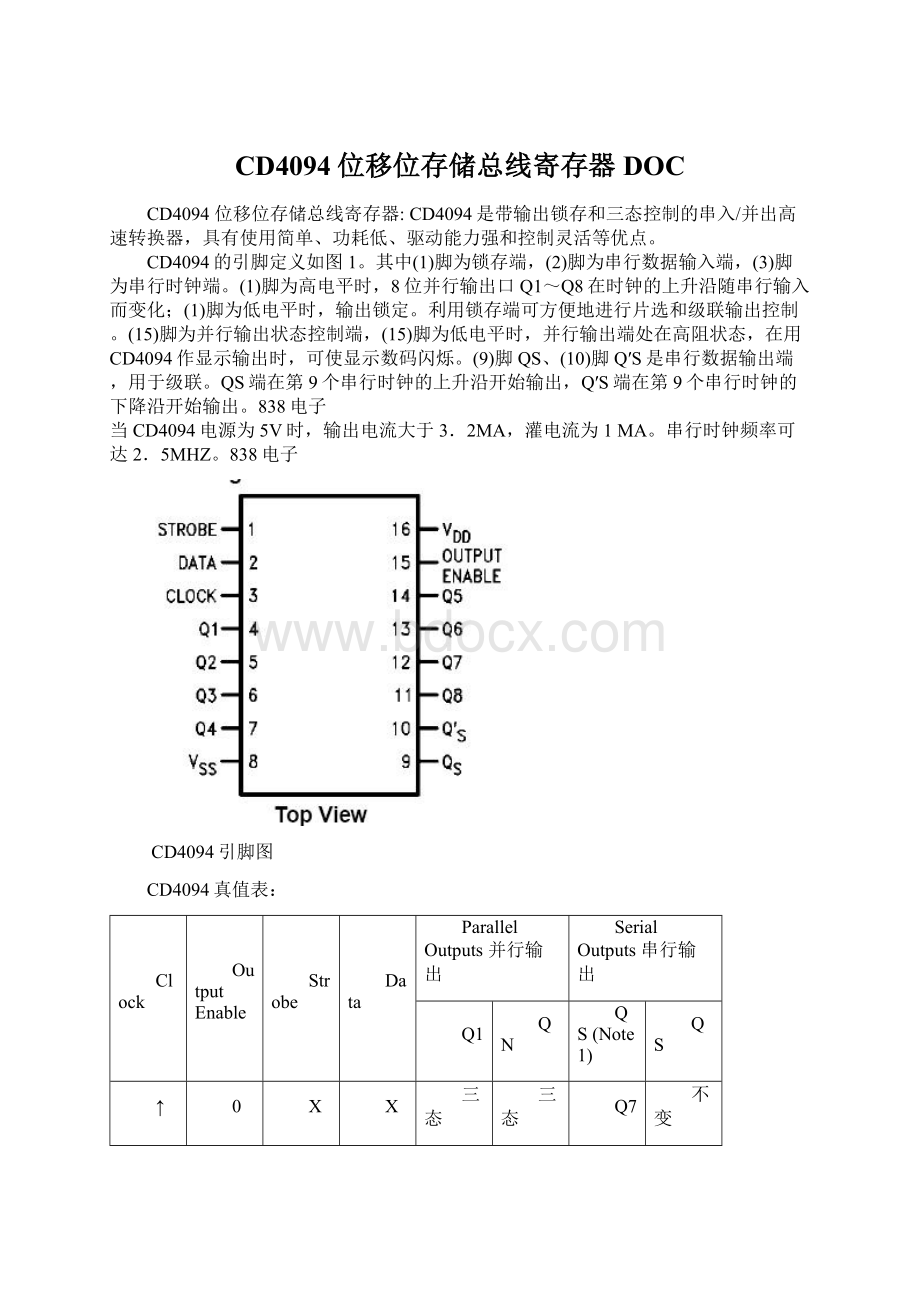 CD4094位移位存储总线寄存器DOC.docx