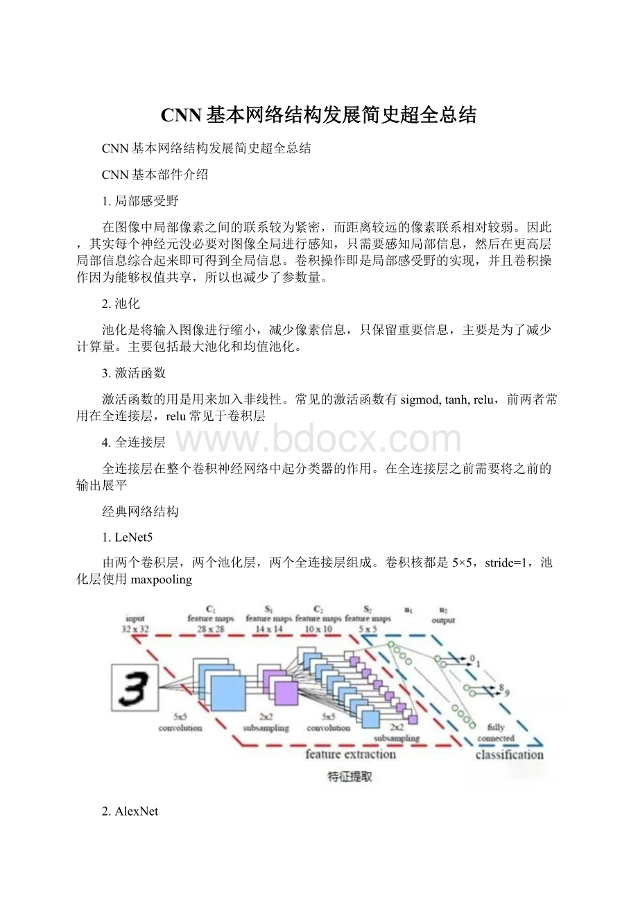 CNN基本网络结构发展简史超全总结Word文档格式.docx_第1页