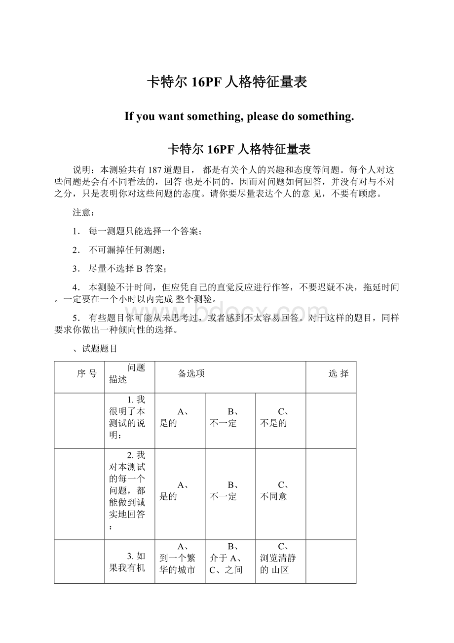 卡特尔16PF人格特征量表.docx_第1页