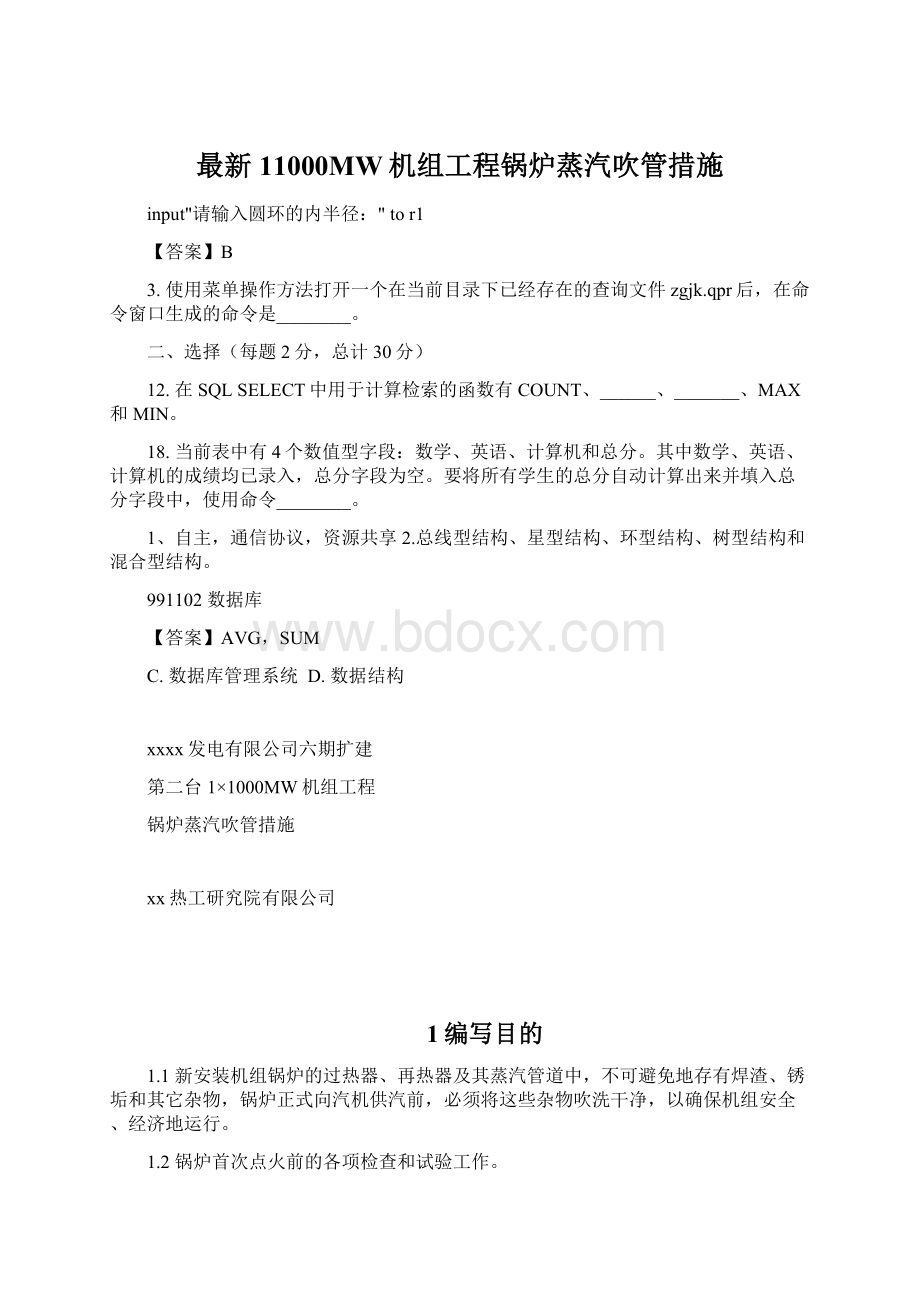 最新11000MW机组工程锅炉蒸汽吹管措施.docx