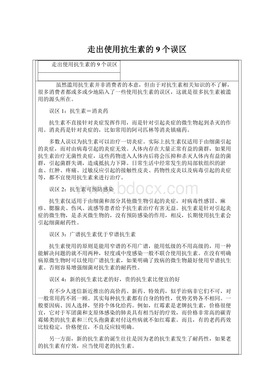 走出使用抗生素的9个误区.docx