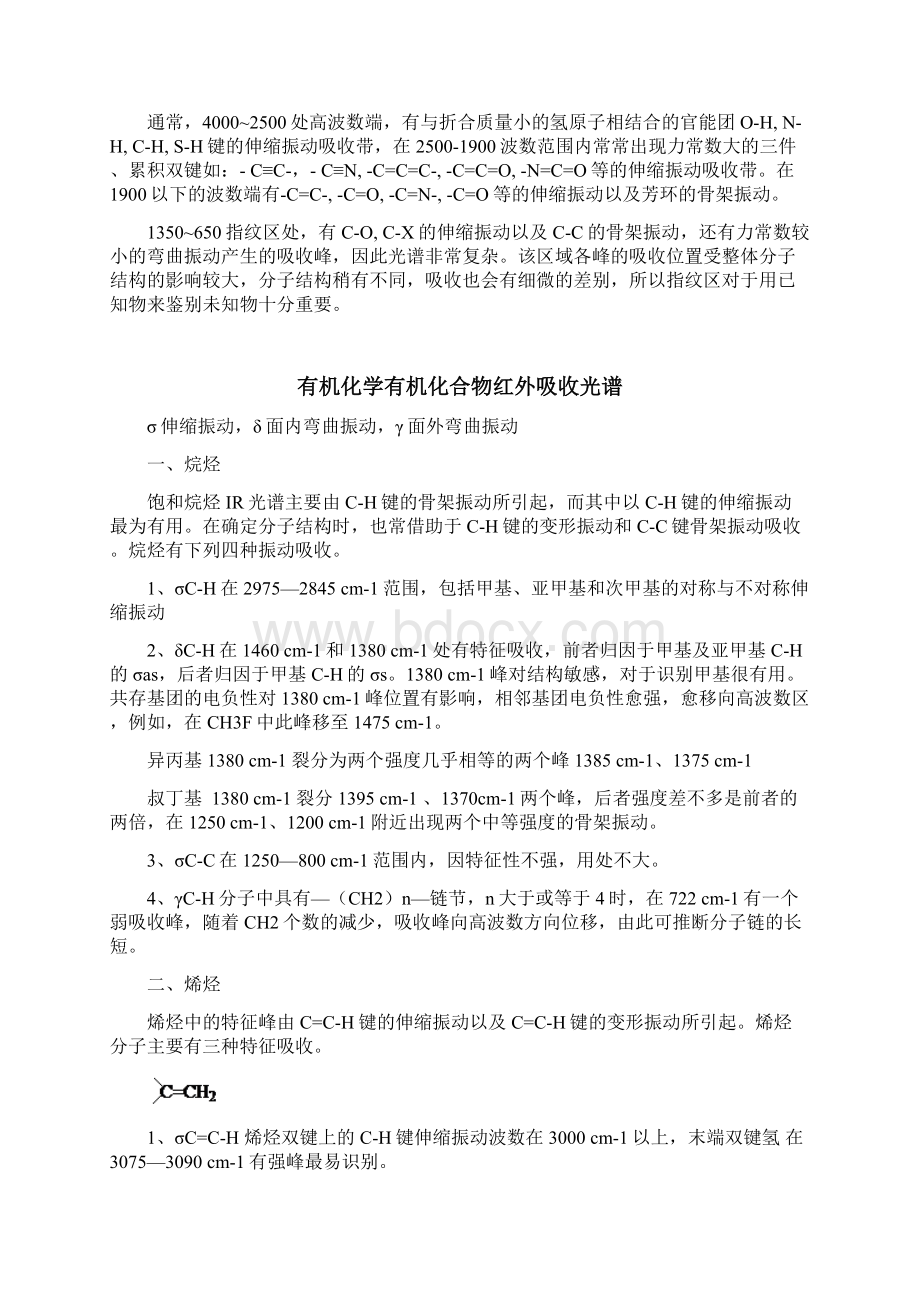 总结 红外光谱频率与官能团特征吸收峰.docx_第2页