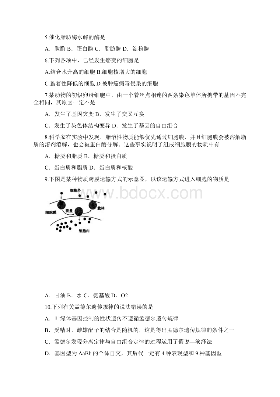 山东省济南外国语学校学年高二份学业水平会考模拟生物试题+Word版含答案Word下载.docx_第2页