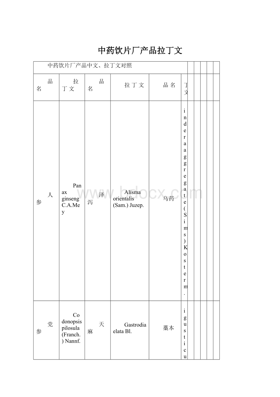 中药饮片厂产品拉丁文Word格式文档下载.docx
