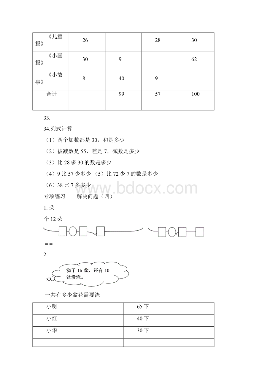 人教版小学一年级数学下册专项练习解决问题Word文档下载推荐.docx_第3页