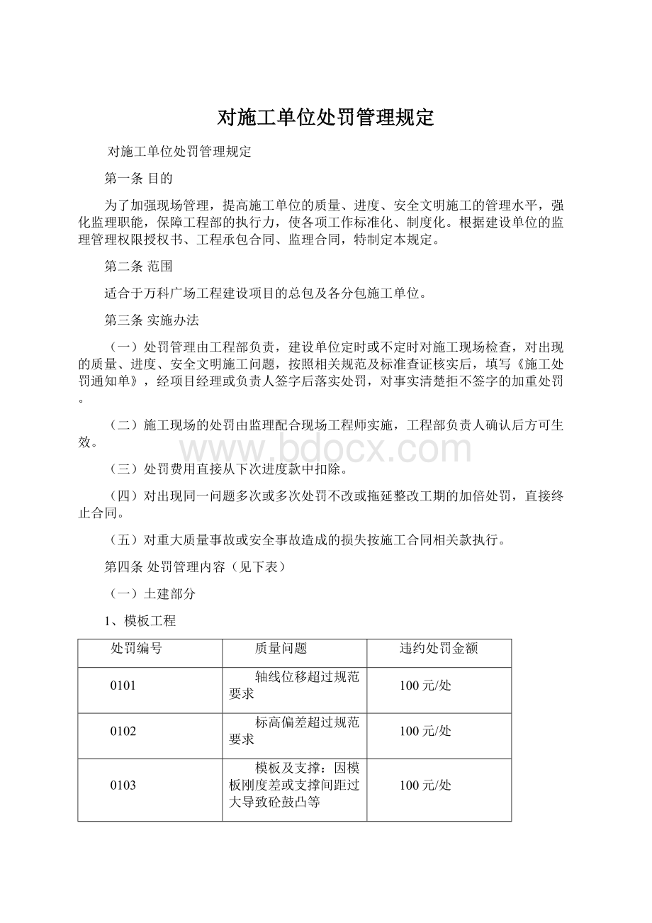 对施工单位处罚管理规定Word下载.docx_第1页