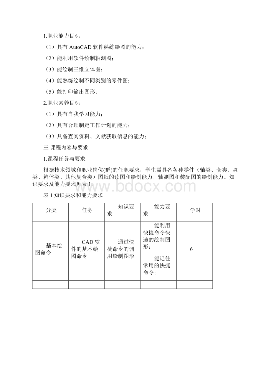 《机械CAD实训》课程标准Word文档下载推荐.docx_第2页