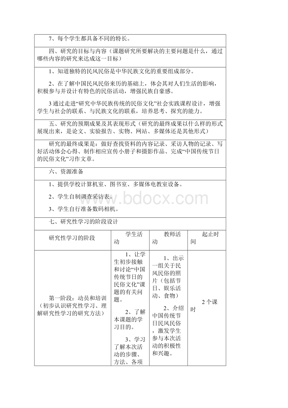 中国传统节日的民俗文化研究性学习记录表文档格式.docx_第3页