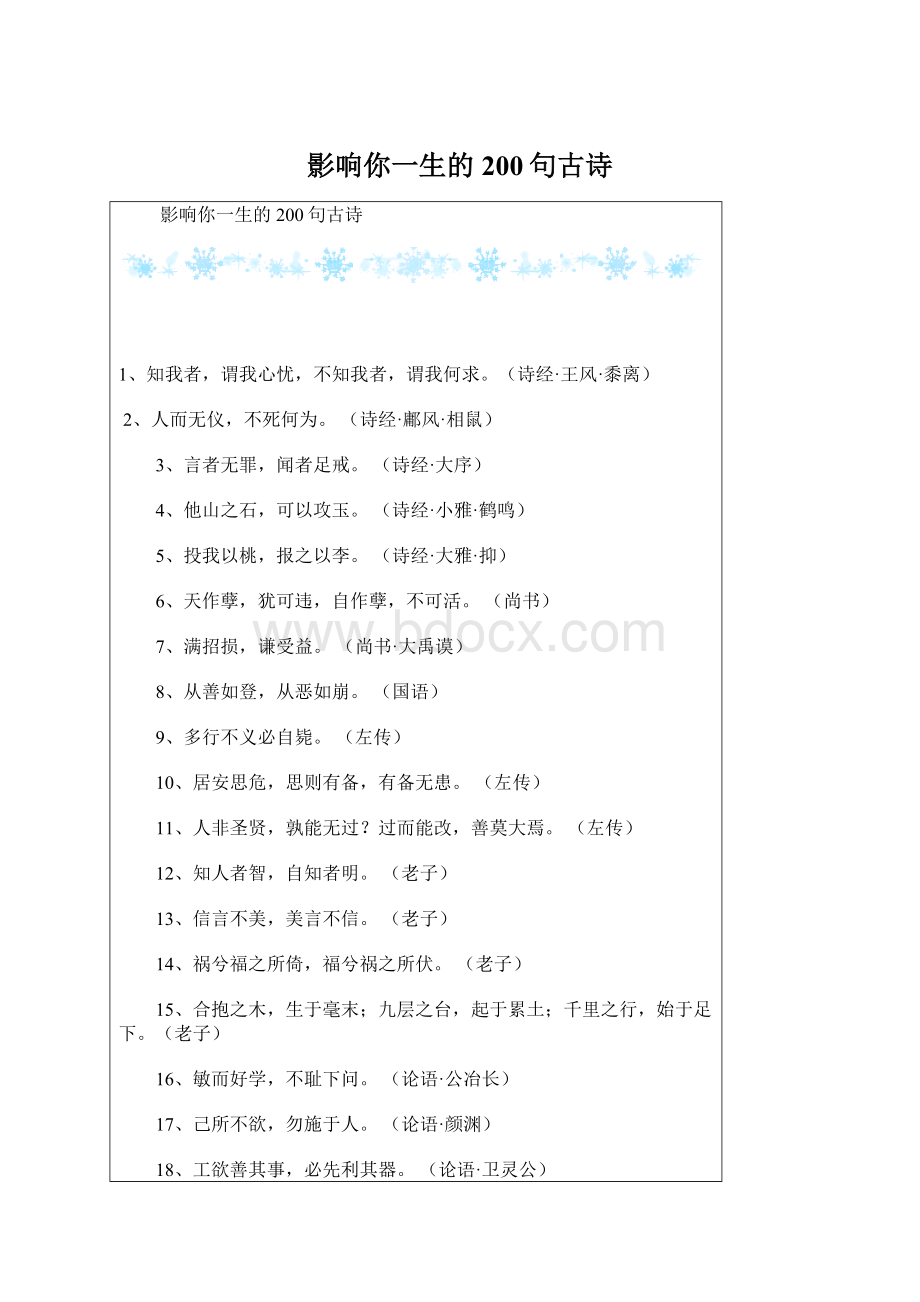 影响你一生的200句古诗.docx