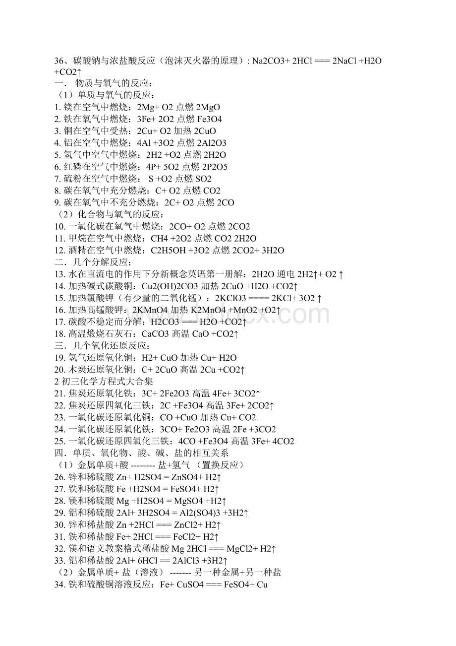 必考初中化学方程式精选.docx_第2页