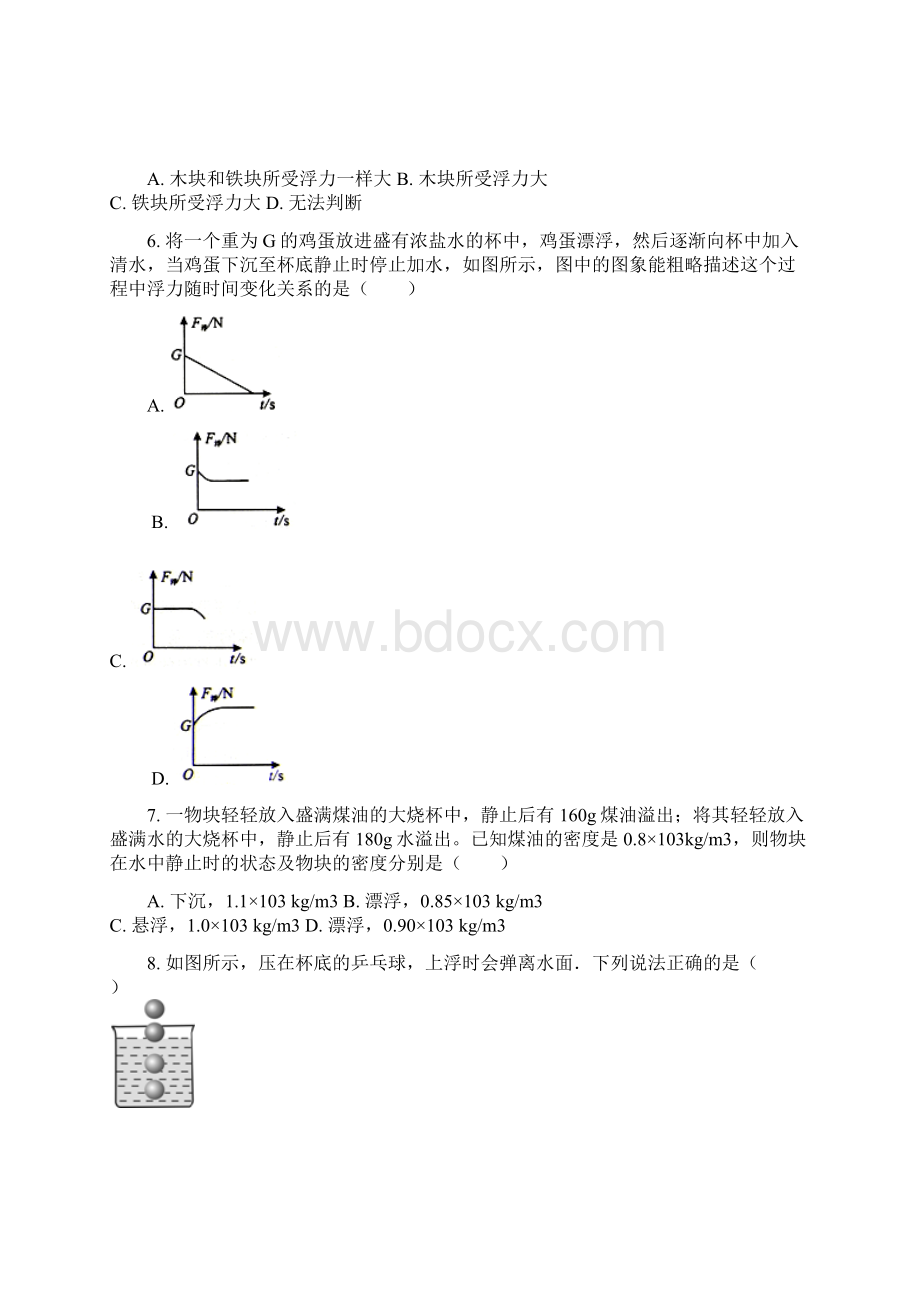 人教版八年级物理下册第十章浮力单元检测.docx_第2页