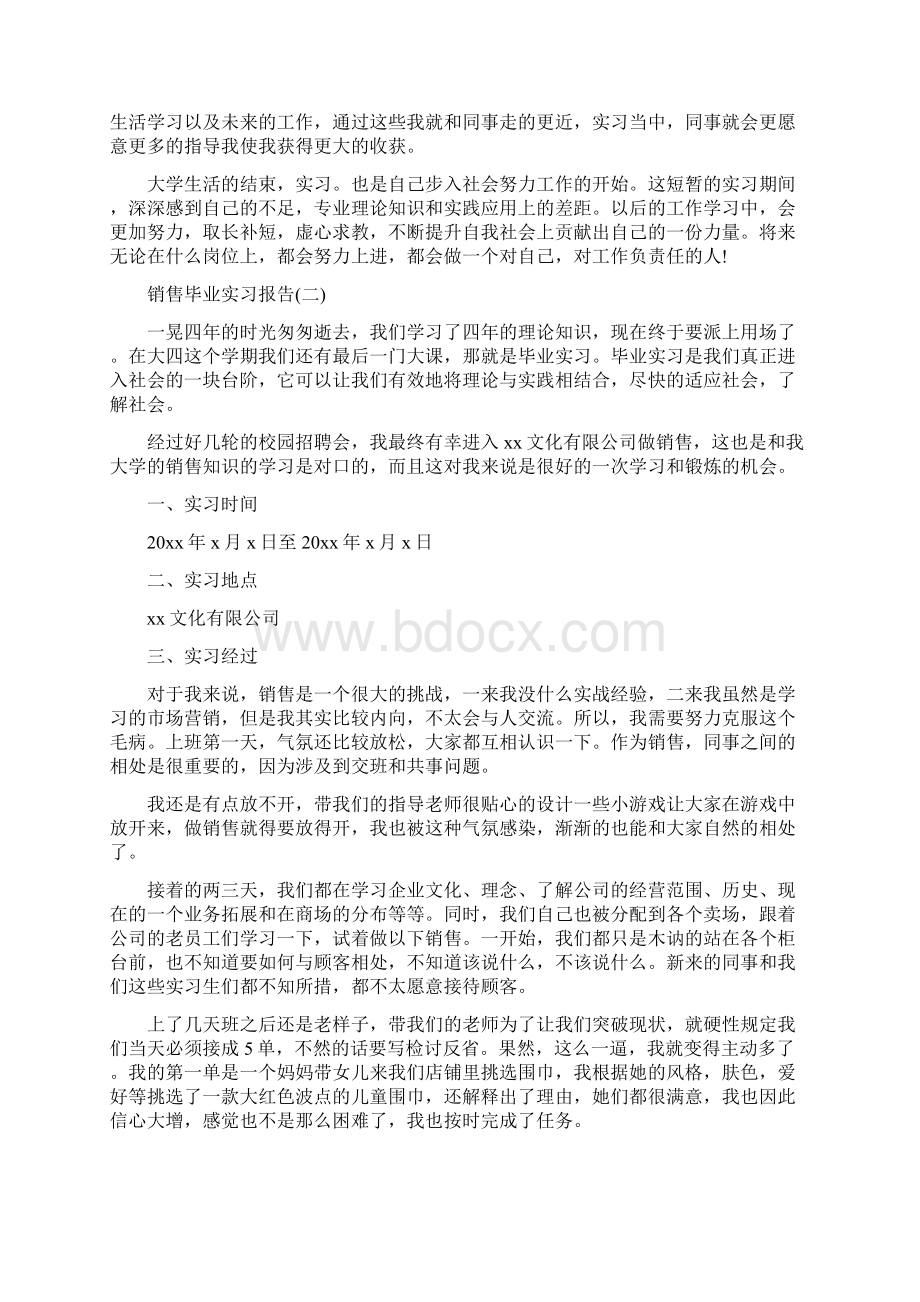 销售毕业实习报告5篇Word格式文档下载.docx_第3页