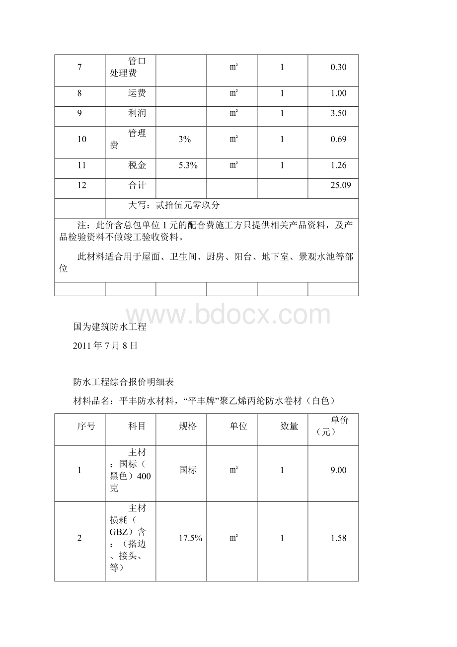 防水工程综合报价明细表.docx_第3页