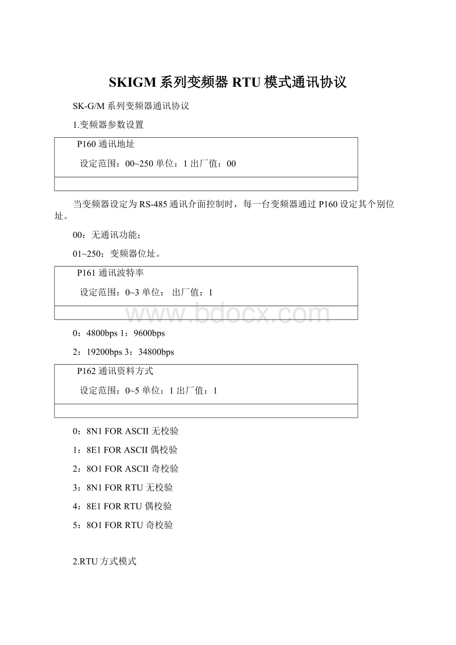 SKIGM系列变频器RTU模式通讯协议.docx