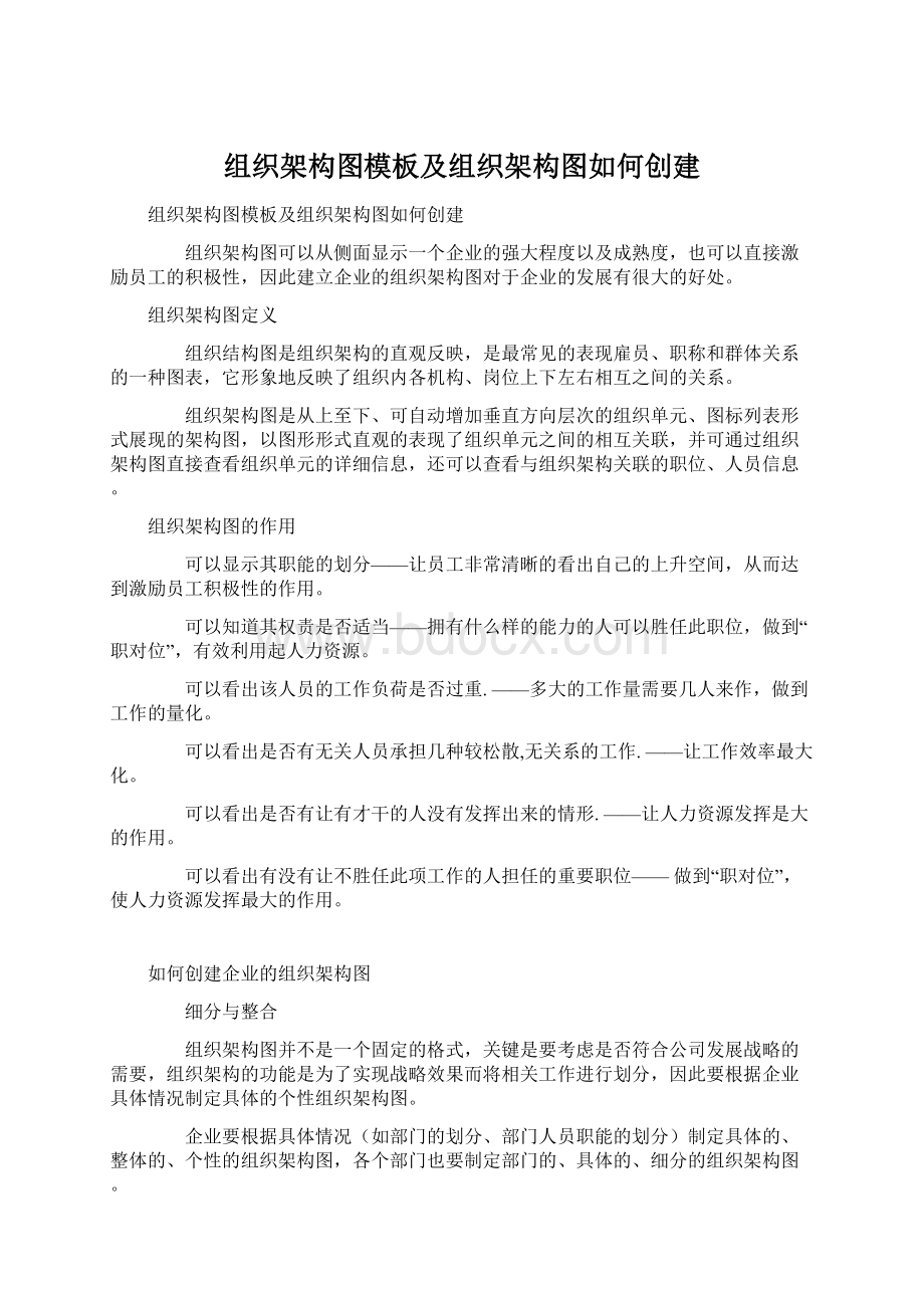 组织架构图模板及组织架构图如何创建Word文件下载.docx