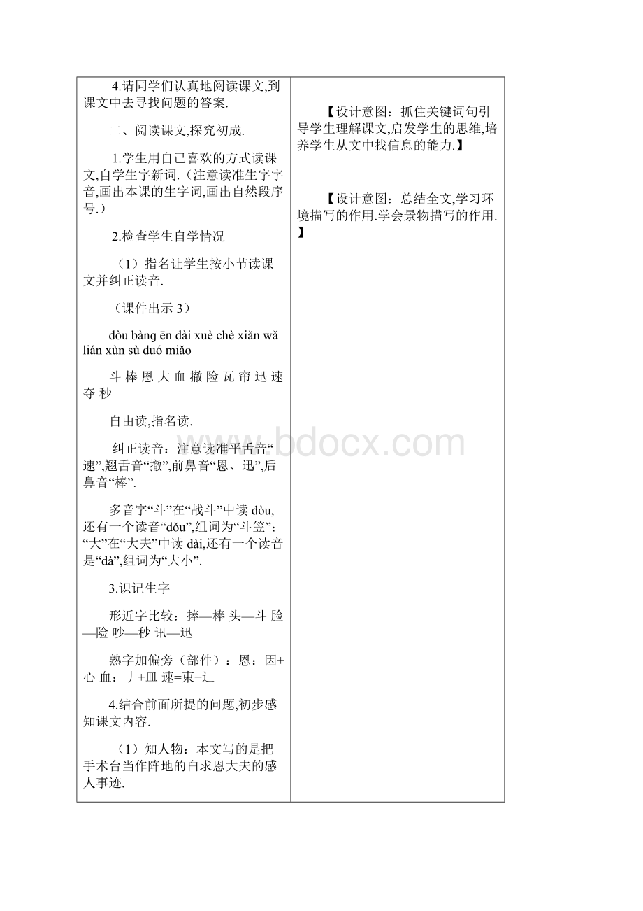 部编版语文三年级上手术台就是阵地精品教案Word格式文档下载.docx_第2页