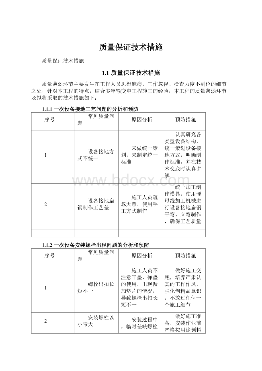 质量保证技术措施文档格式.docx