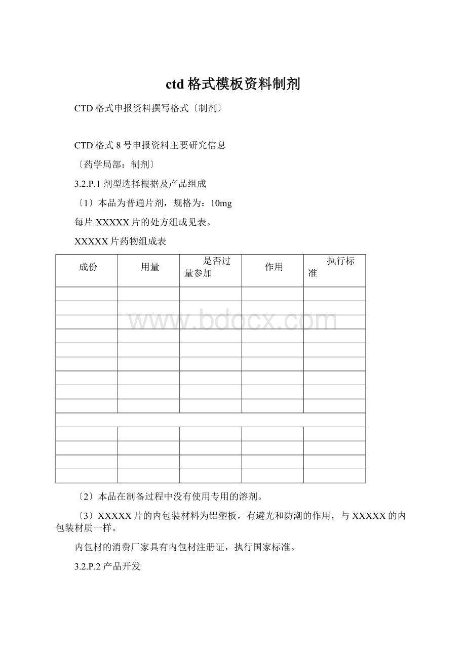 ctd格式模板资料制剂Word文件下载.docx