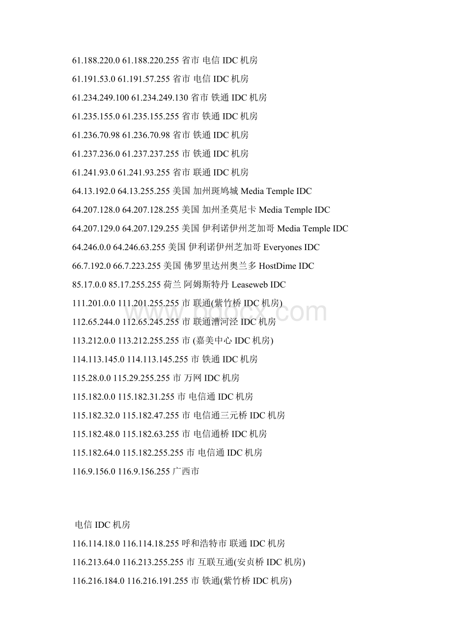 KB的IDC机房活跃IP段.docx_第2页