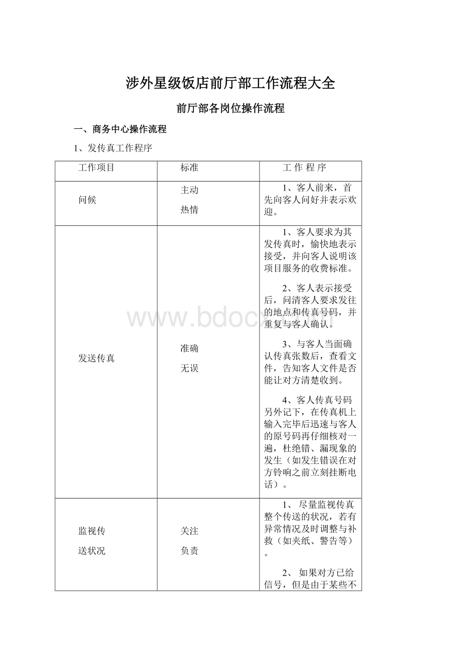 涉外星级饭店前厅部工作流程大全Word文档格式.docx