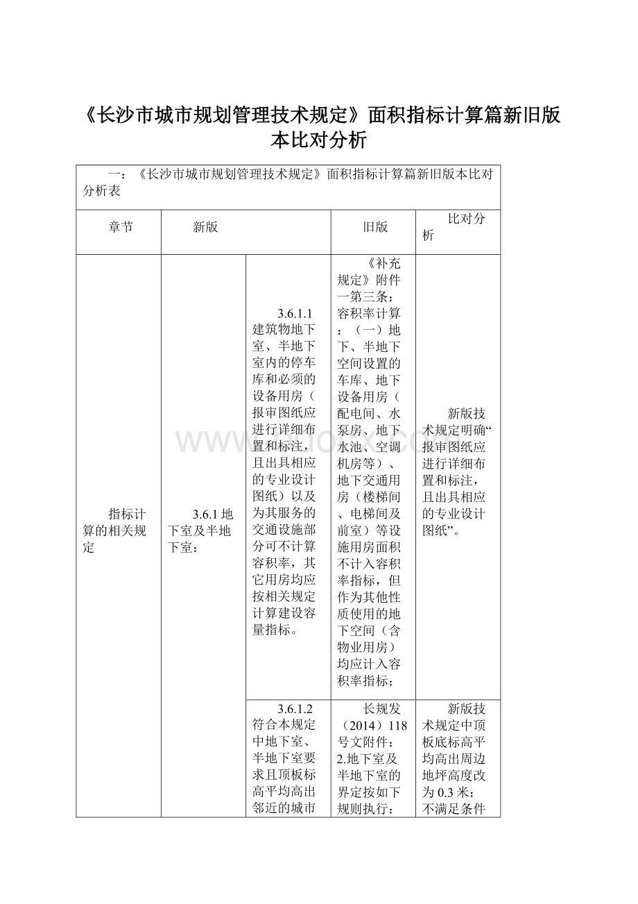 《长沙市城市规划管理技术规定》面积指标计算篇新旧版本比对分析.docx