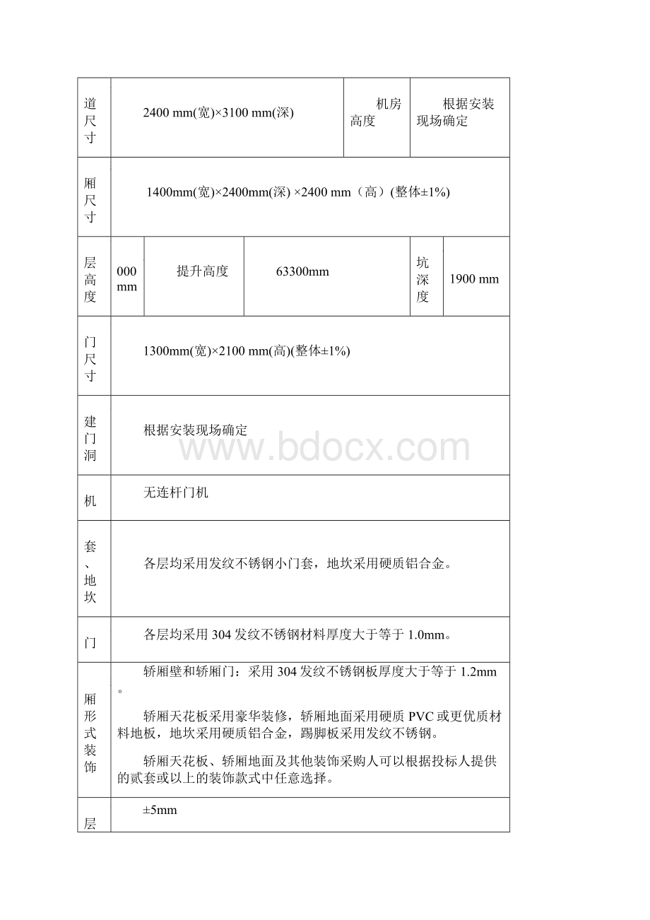 电梯的技术与规格要求1医用小机房电梯的基本参数及性能指标.docx_第2页