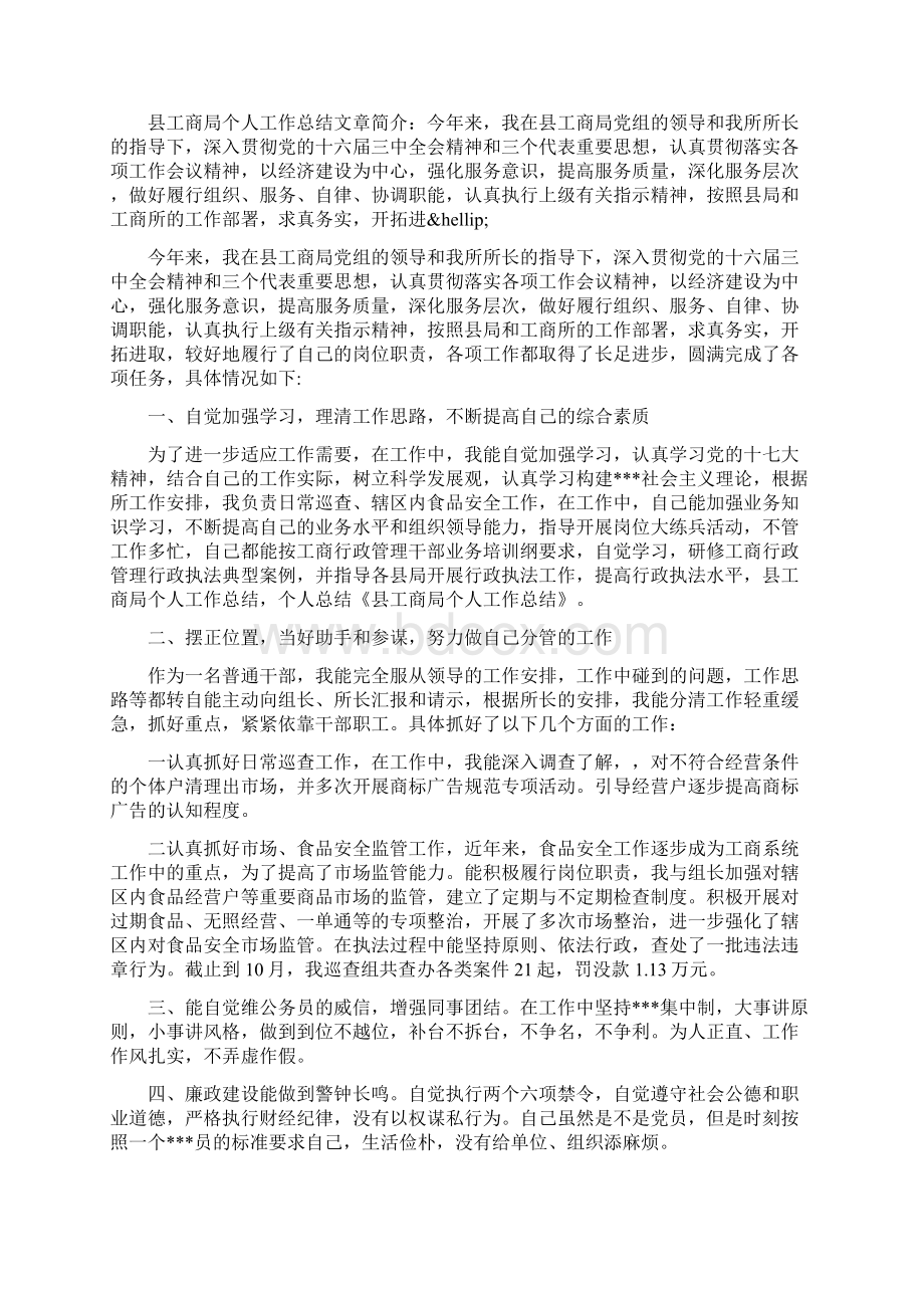 工商局个人工作总结精选多篇.docx_第3页