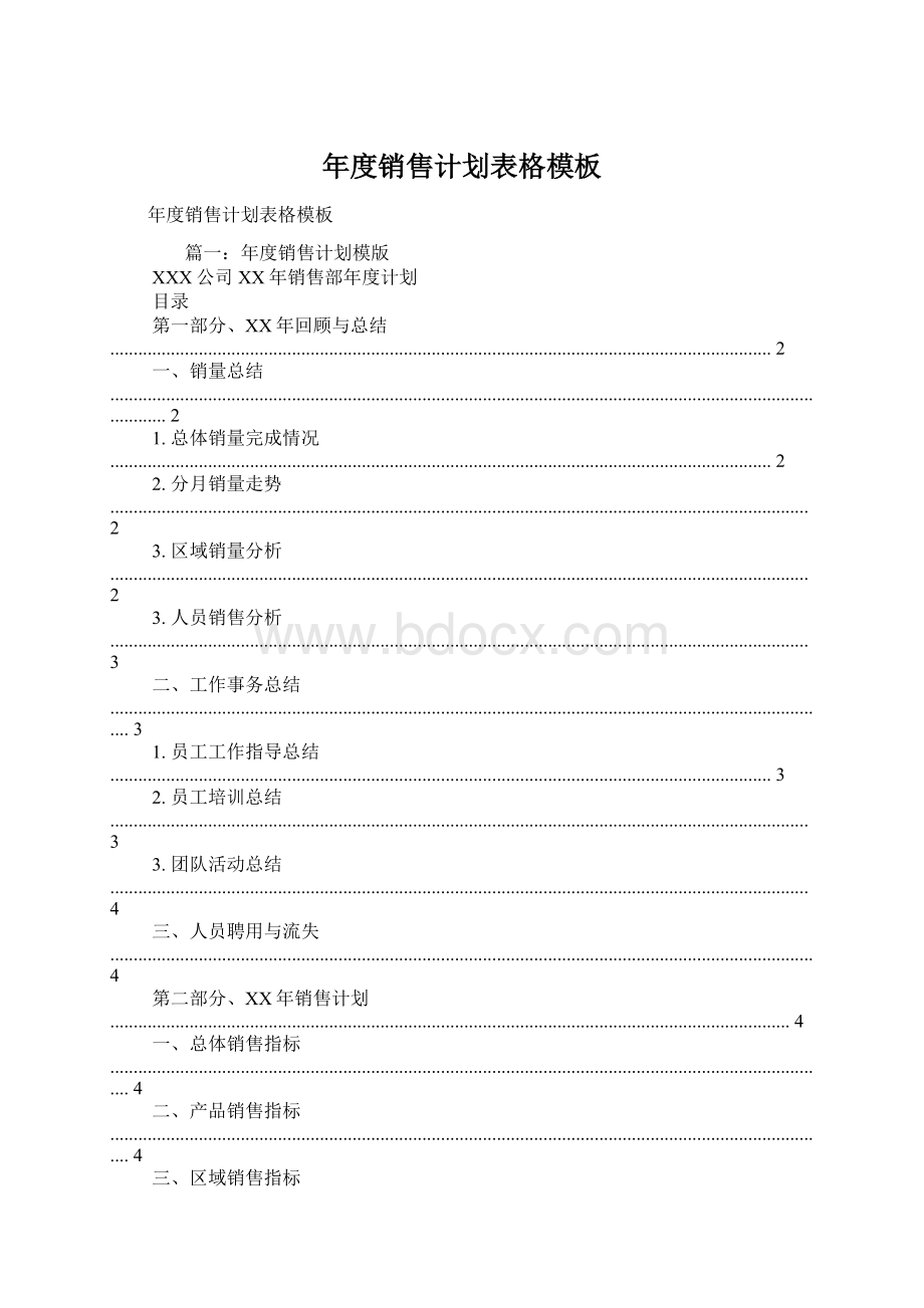 年度销售计划表格模板.docx