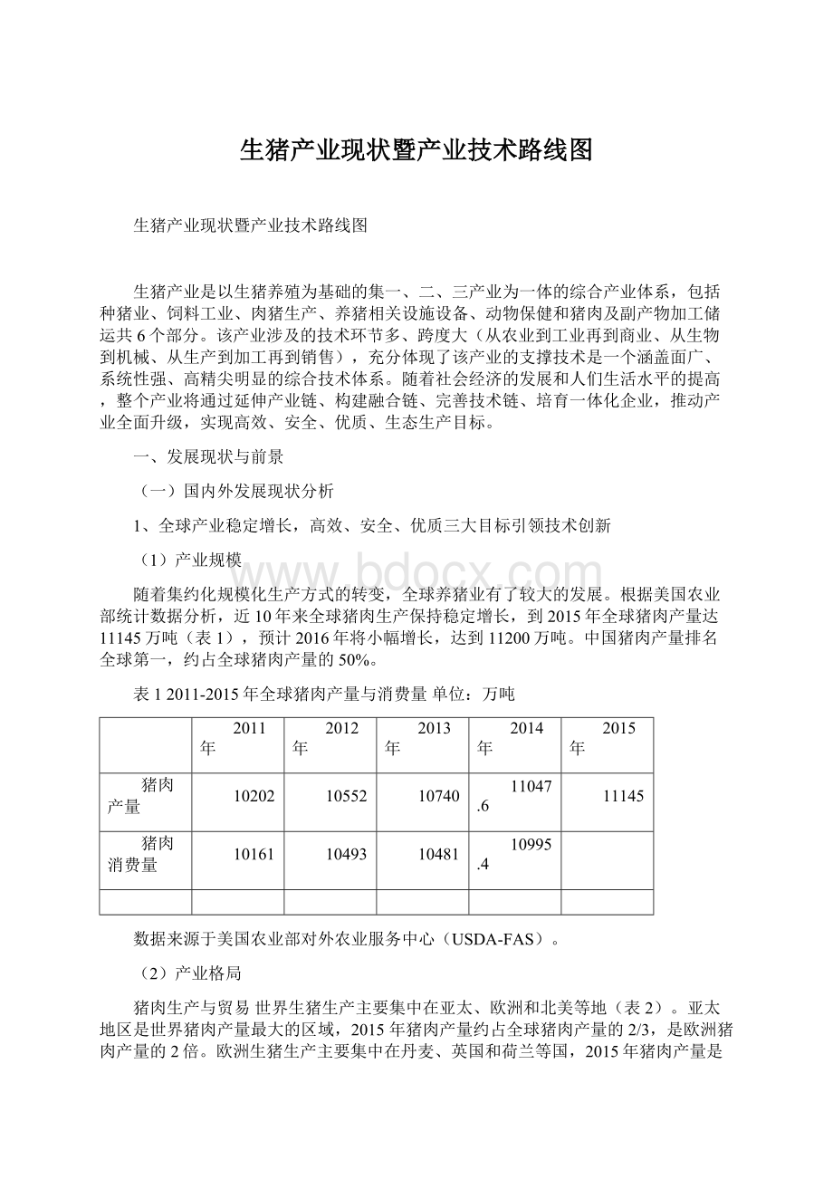 生猪产业现状暨产业技术路线图Word格式文档下载.docx