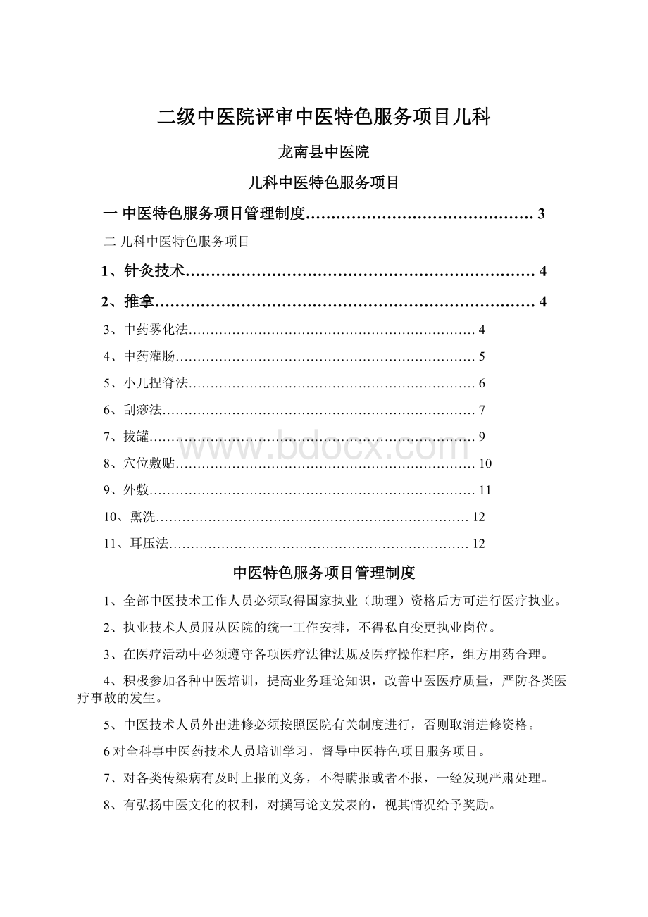 二级中医院评审中医特色服务项目儿科.docx_第1页