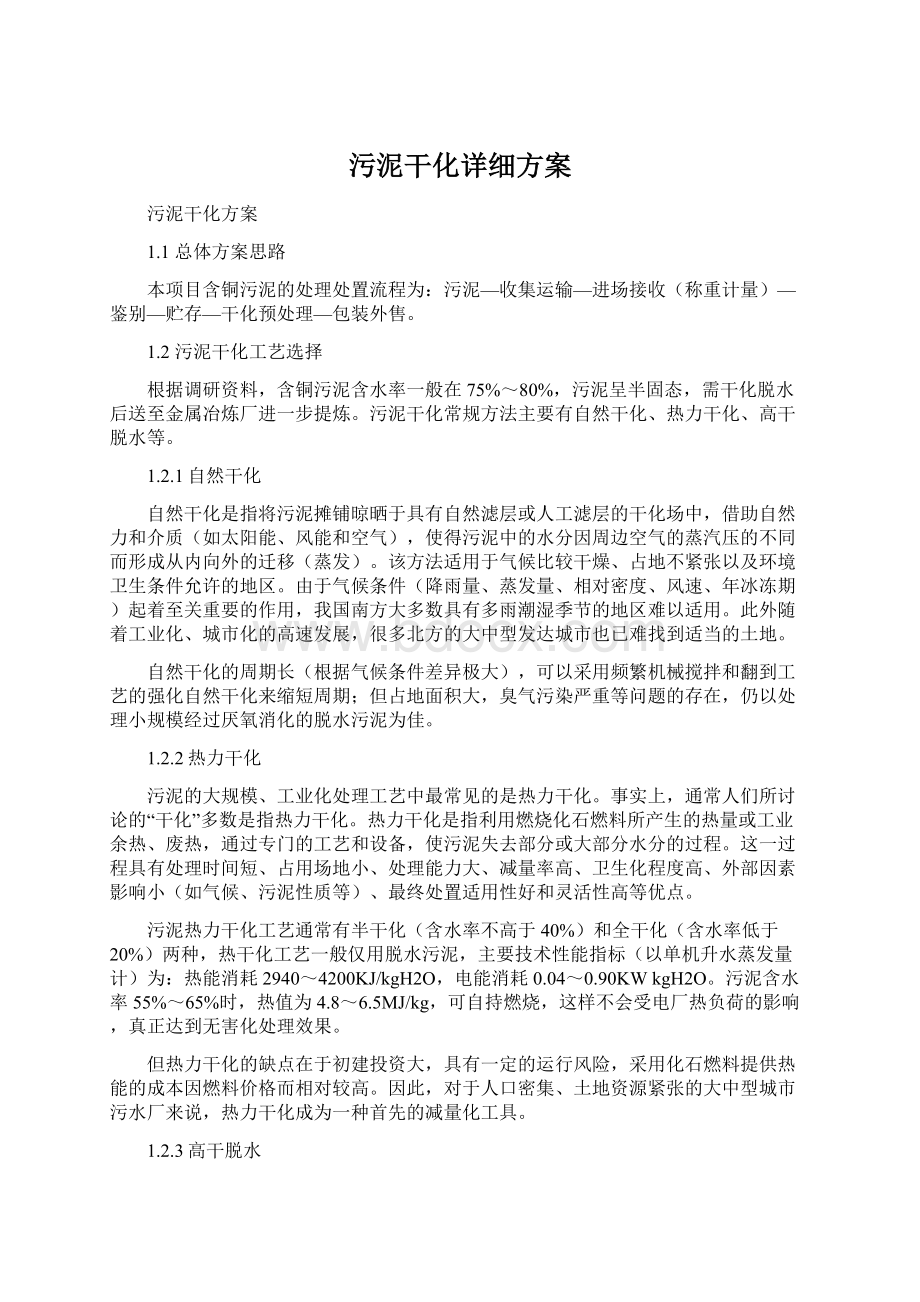 污泥干化详细方案Word格式.docx