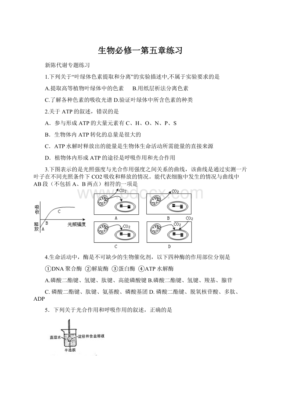 生物必修一第五章练习Word格式.docx