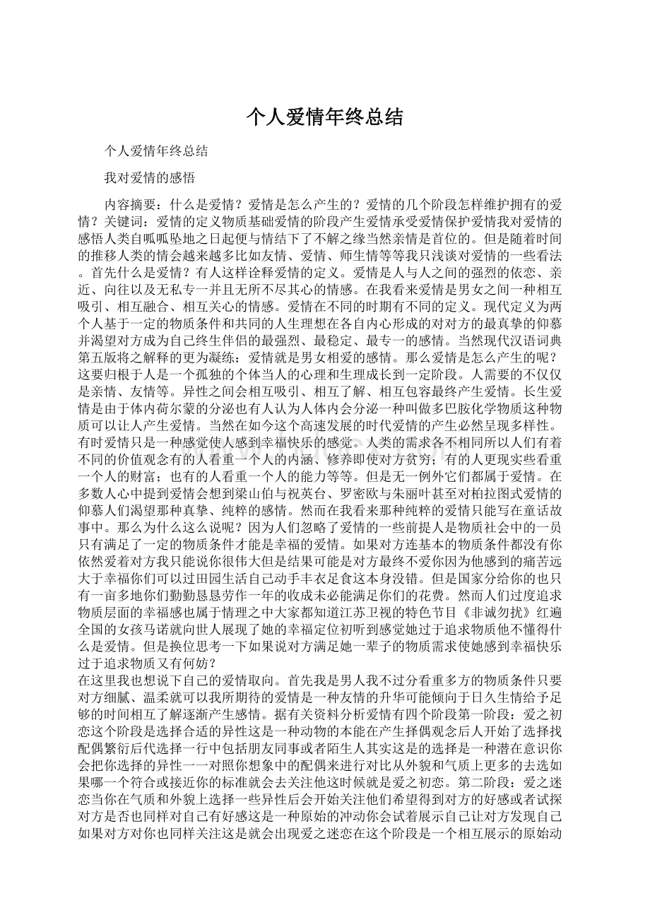 个人爱情年终总结Word格式文档下载.docx_第1页