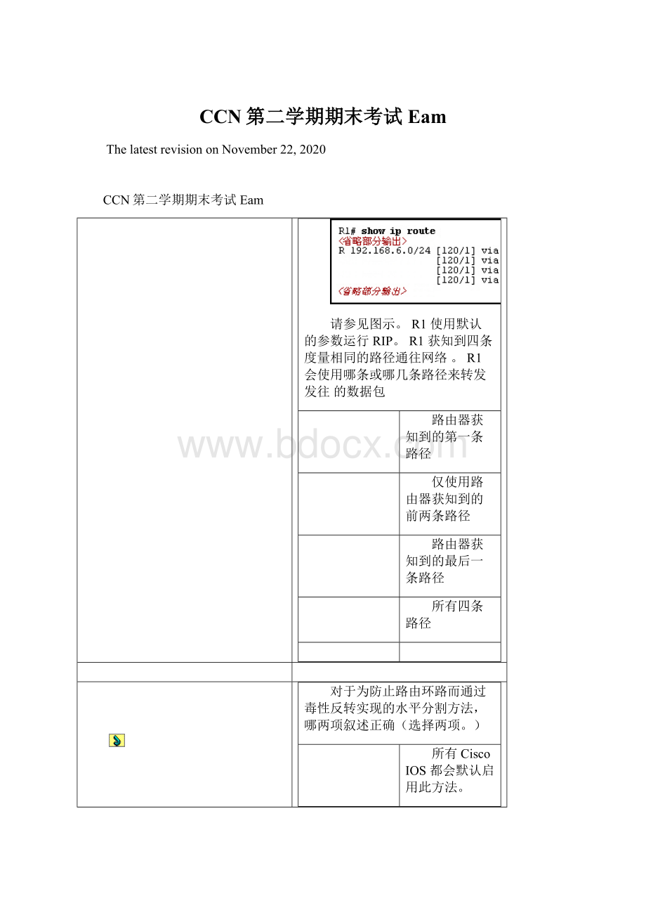 CCN第二学期期末考试Eam.docx_第1页