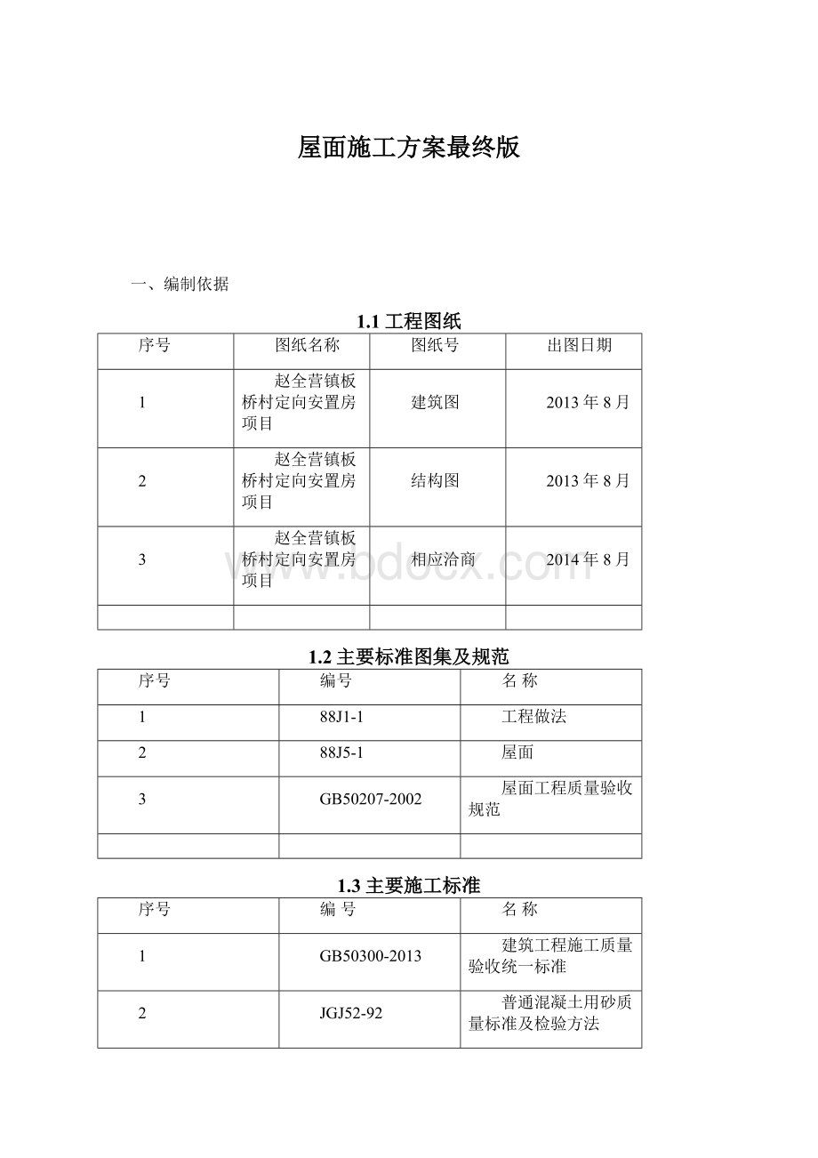 屋面施工方案最终版Word文档下载推荐.docx