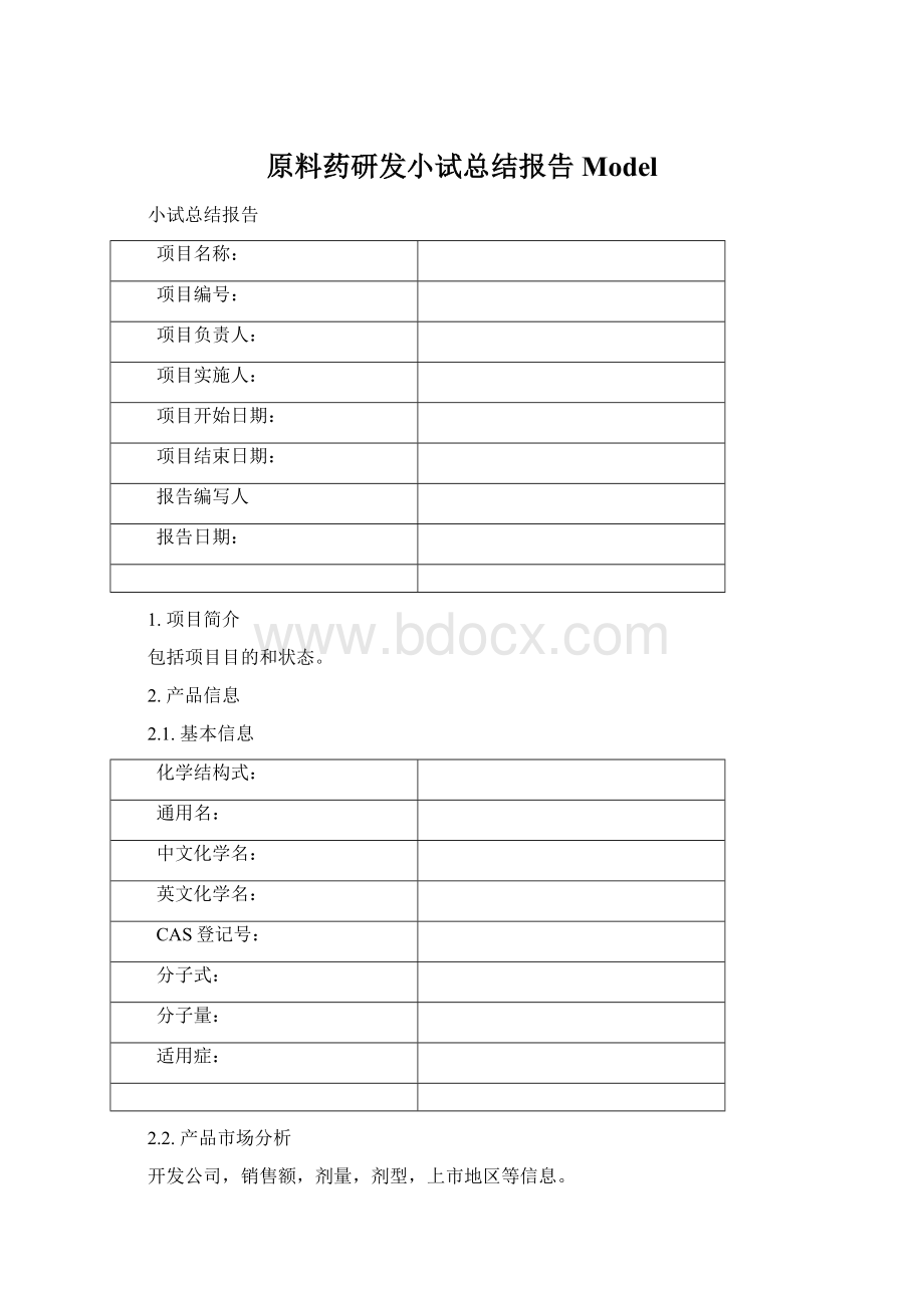 原料药研发小试总结报告ModelWord格式.docx_第1页