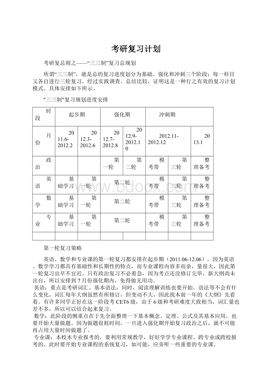 考研复习计划Word格式文档下载.docx_第1页