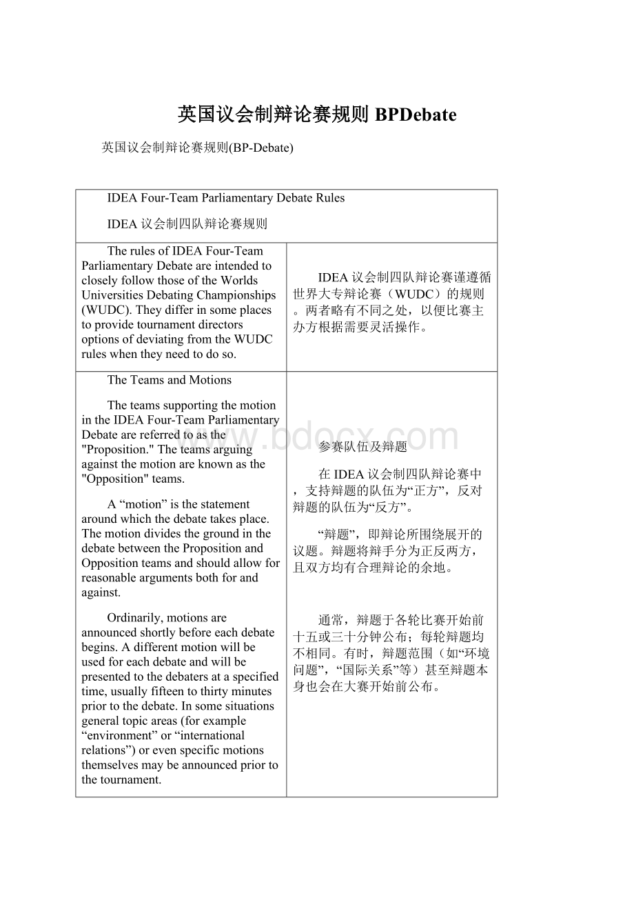 英国议会制辩论赛规则BPDebateWord格式文档下载.docx