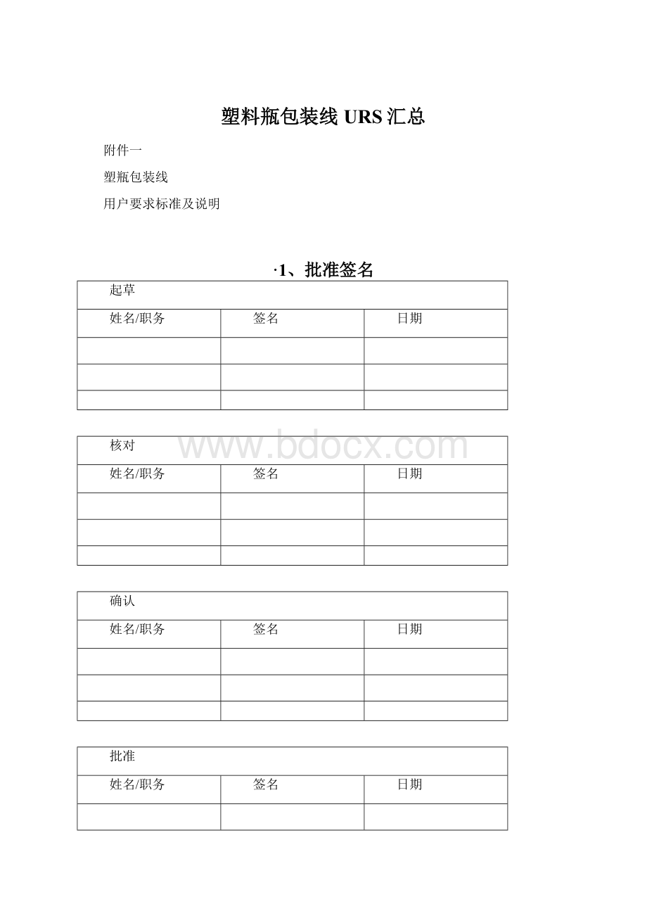 塑料瓶包装线URS汇总.docx