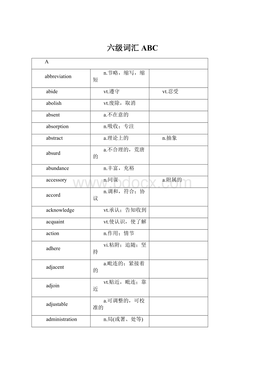 六级词汇ABCWord格式.docx