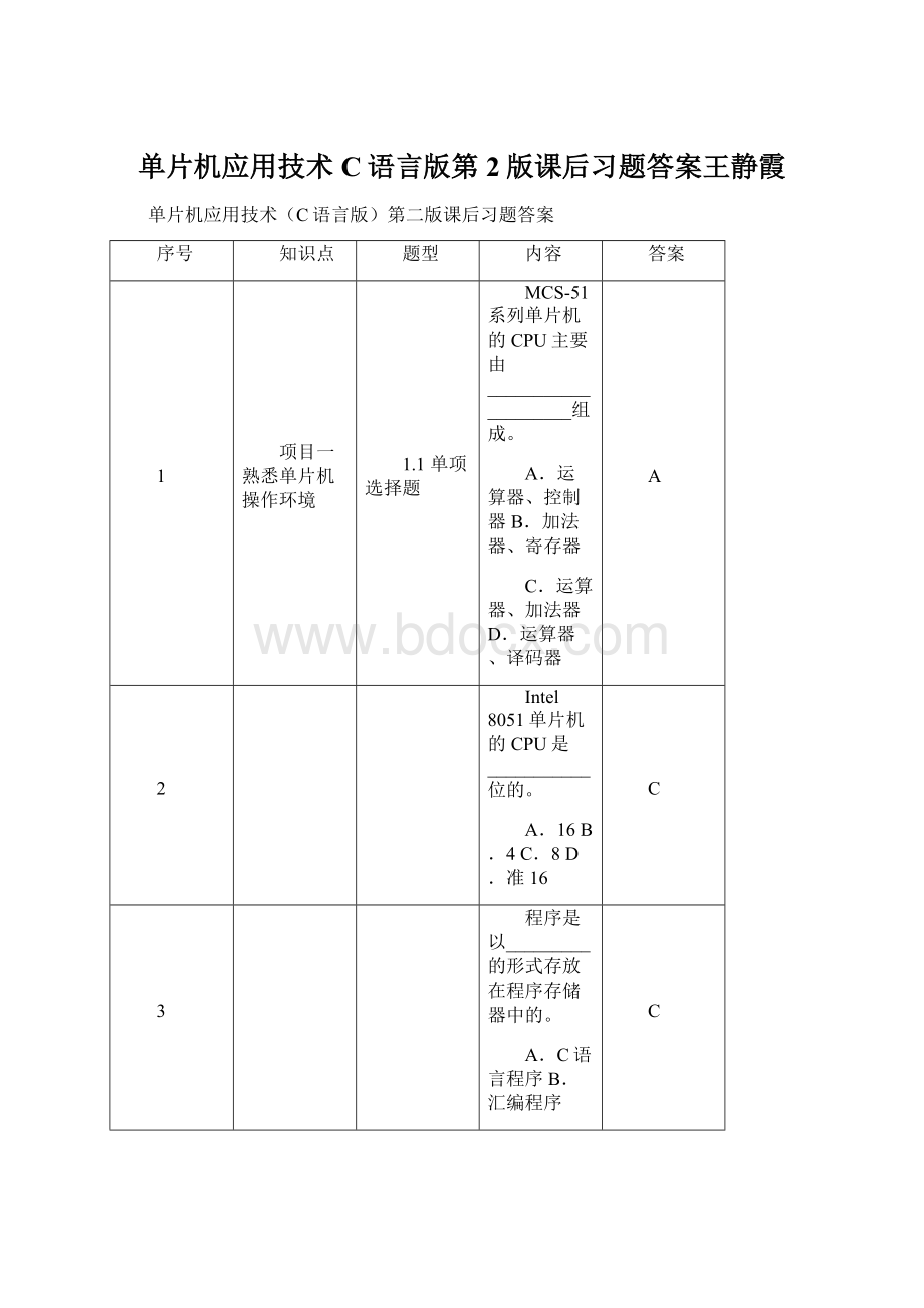 单片机应用技术C语言版第2版课后习题答案王静霞.docx