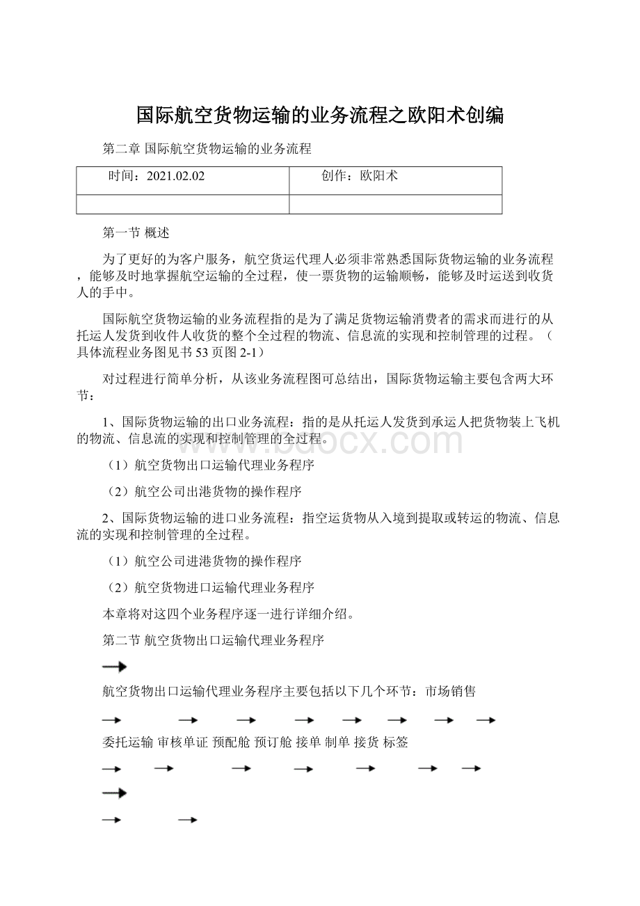 国际航空货物运输的业务流程之欧阳术创编.docx_第1页