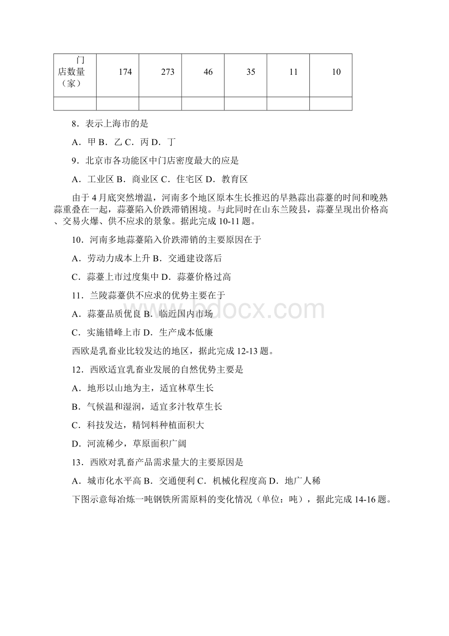 最新河南省商丘市九校高一下册第二学期期末联考地理试题含答案.docx_第3页