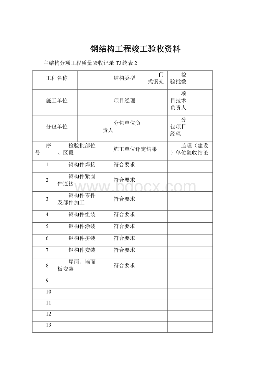 钢结构工程竣工验收资料.docx_第1页