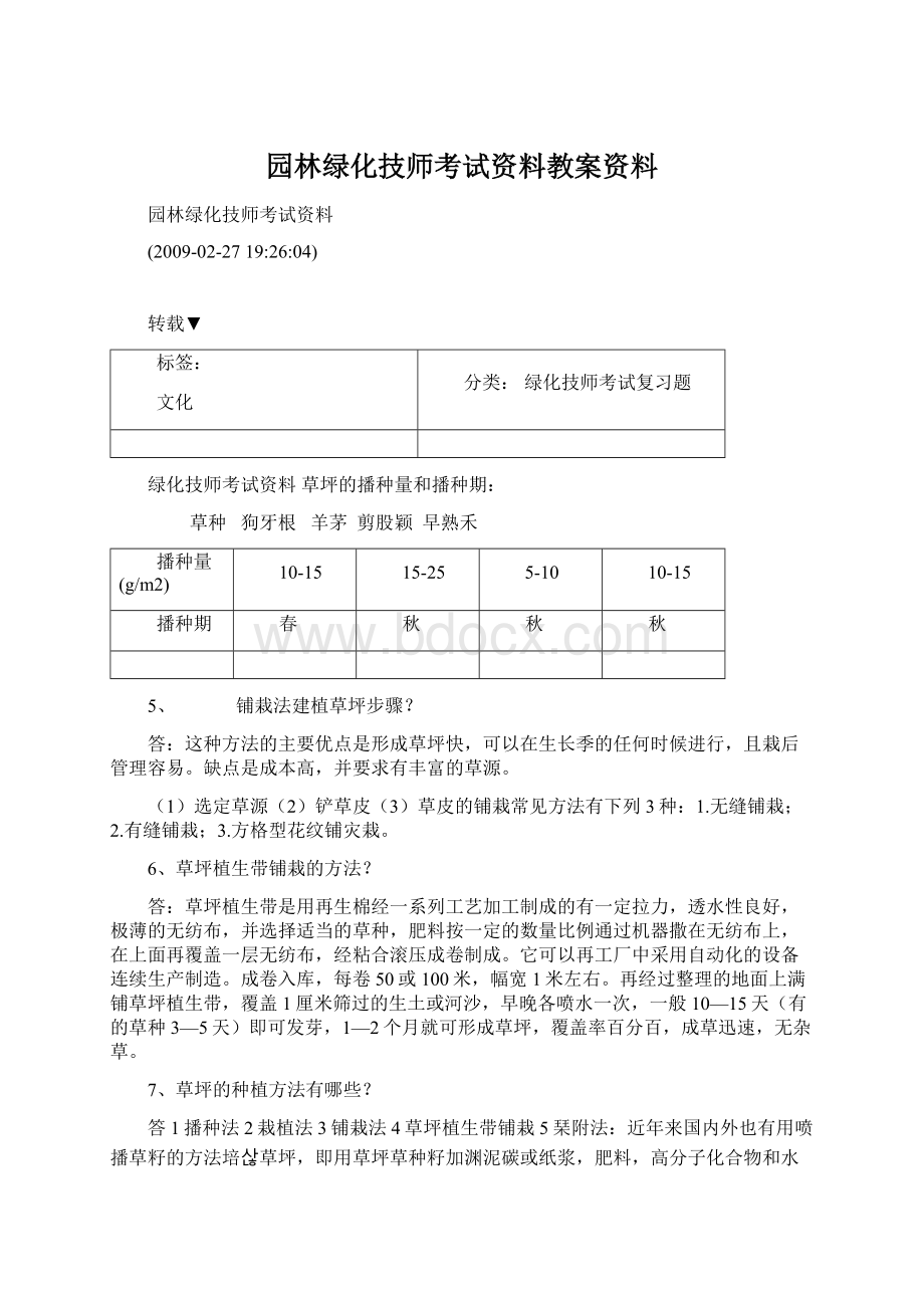 园林绿化技师考试资料教案资料Word文档下载推荐.docx