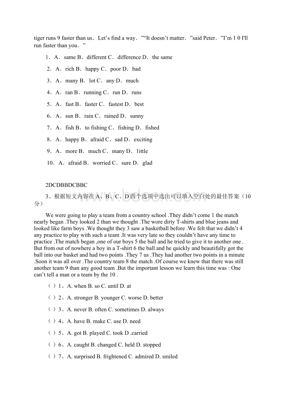 初二英语完形填空十篇含答案.docx_第2页