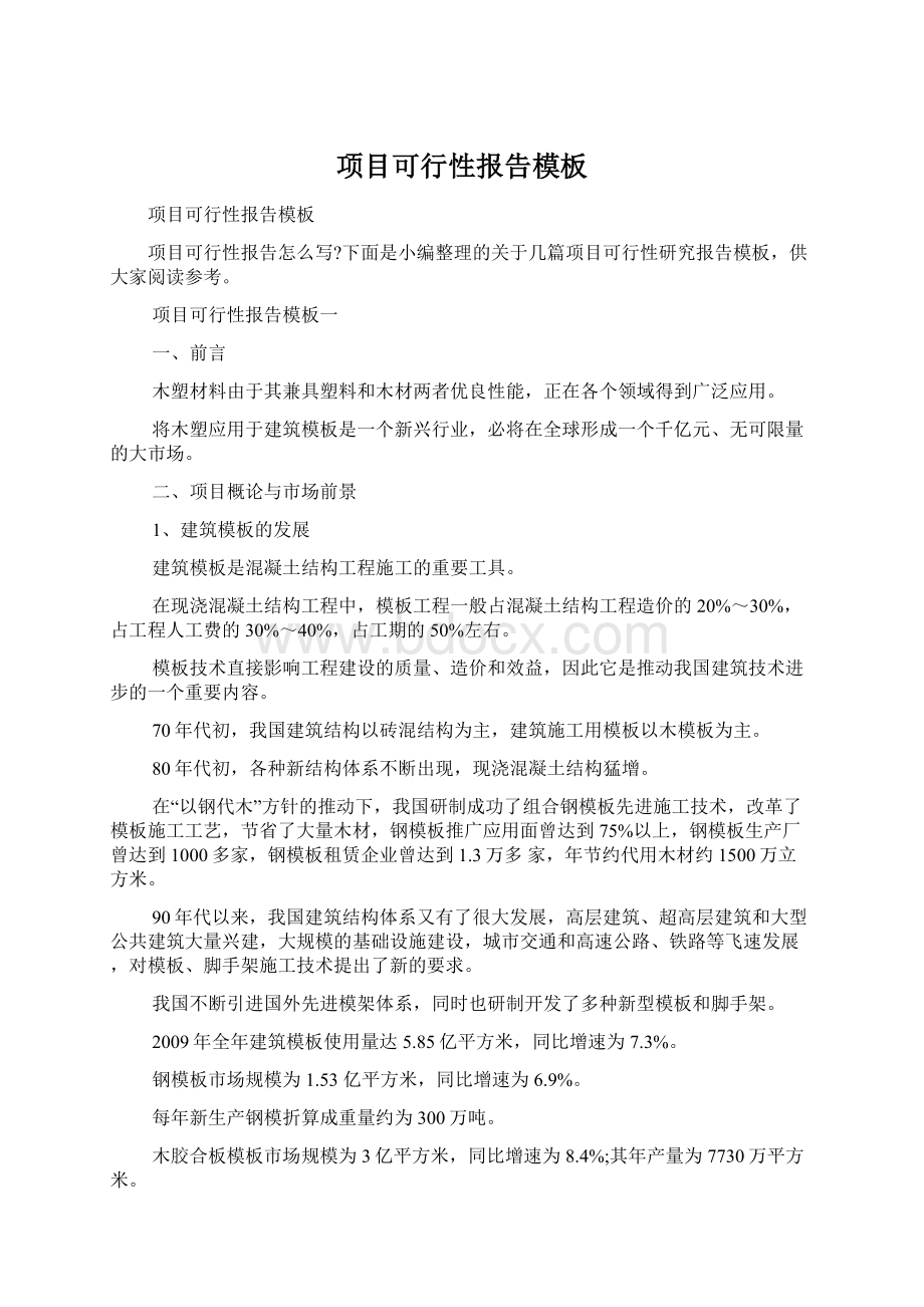 项目可行性报告模板文档格式.docx