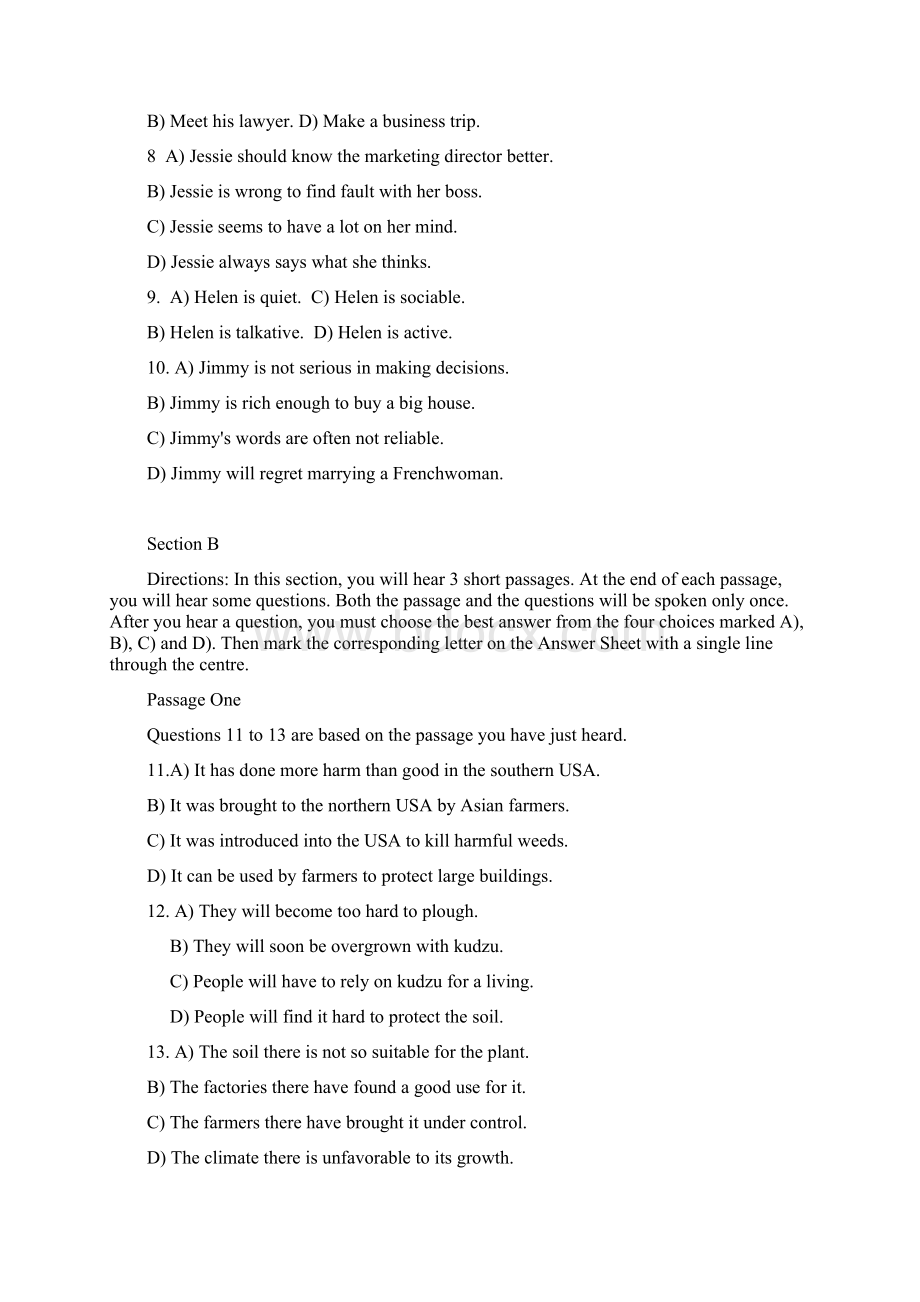 大学英语四级考试试题及参考答案Word文档格式.docx_第2页